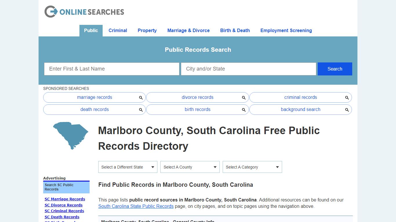 Marlboro County, South Carolina Public Records Directory